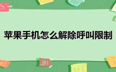 苹果手机怎么解除呼叫限制