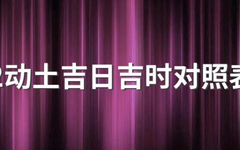 2022动土吉日吉时对照表 2022年动土黄道吉日吉时一览表