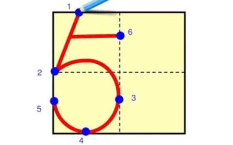 数字5在田字格的正确写法