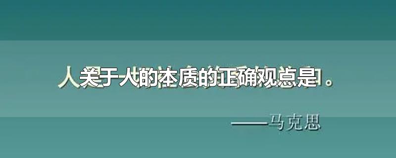 关于人的本质的正确观点是