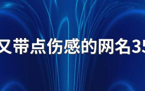 好听又带点伤感的网名350个 感觉很忧伤的的网名