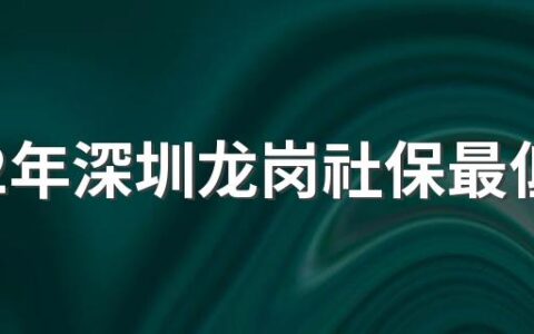 2022年深圳龙岗社保最低缴费基数是多少，社保交多少钱