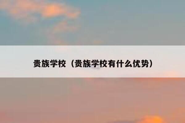 贵族学校（贵族学校有什么优势） 第1张