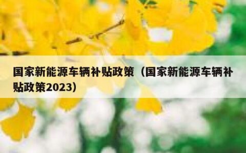 国家新能源车辆补贴政策（国家新能源车辆补贴政策2023）