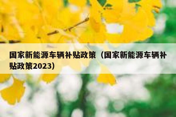 国家新能源车辆补贴政策（国家新能源车辆补贴政策2023） 第1张