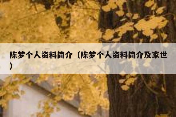 陈梦个人资料简介（陈梦个人资料简介及家世） 第1张